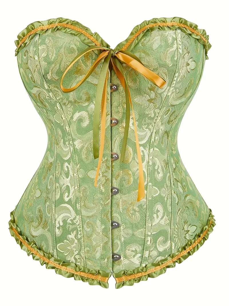 كورسيه مشد دانتيل نسائي (اسود - اخضر) 2xL - الصورة 2